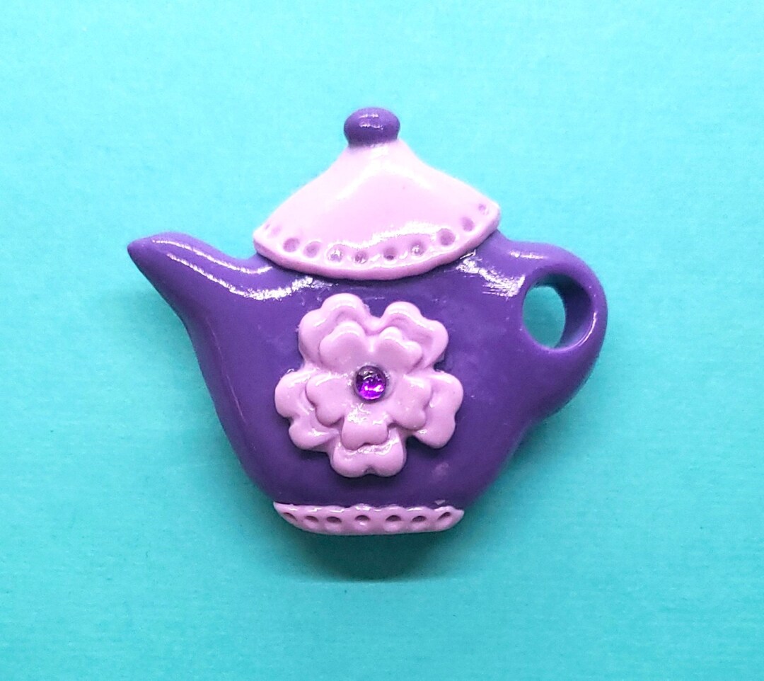 Dark Pruple Teapot With a Double Lavender Flower Etsy