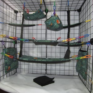 Ready to Ship/ 17 pc Sugar Glider Cage Set - Pine Forest - Rat Cage Set, Sugar Glider Accessories