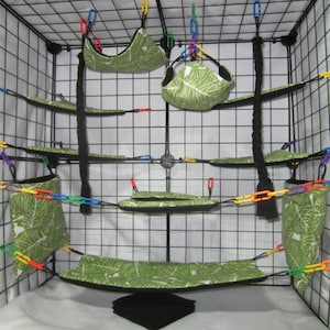 Ready to Ship/ 17 pc Sugar Glider Cage Set - Green Leaf - Rat Cage Set, Sugar Glider Accessories