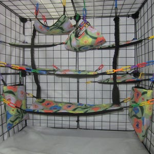 Ready to Ship/ 17 pc Sugar Glider Cage Set - Jungle Flowers - Rat Cage Set, Sugar Glider Accessories