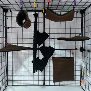 Ready to Ship/ 9-Piece Brown Fleece Cage Set for Sugar Gliders – Ultra-Soft & Durable