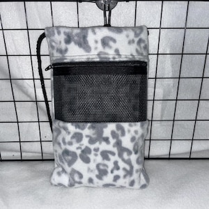 Ready to Ship/ Light Gray Leopard Fleece Sugar Glider Bonding Pouch | Sugar Glider Accessories