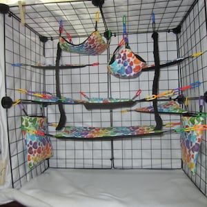 Ready to Ship/ 17 pc Sugar Glider Cage Set - Multi Color Hearts - Rat Cage Set, Sugar Glider Accessories