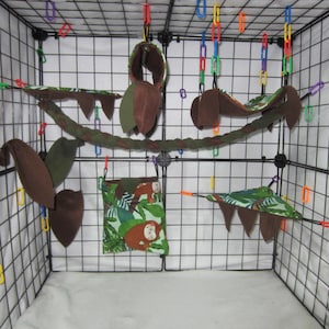Ready to Ship/ 9-Piece Jungle Leaf Sloths Sugar Glider Cage Set | Enriching Glider Accessories