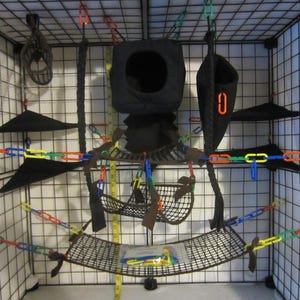 Ready to Ship/ 15 Pc - Cube - Brown Mesh Sugar Glider Cage Set, bedding, Sugar Glider Accessories