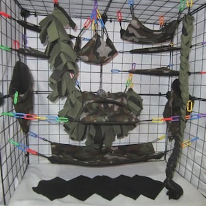 Ready to Ship/ 17 pc Sugar Glider Cage Set - Camo with 30 inch Vine & Thick Rope | Suggie Cage Accessories