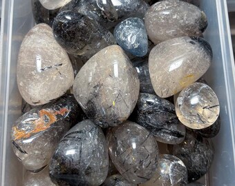 Tourmalated Quartz Tumble (Black Tourmaline in Clear Quartz)