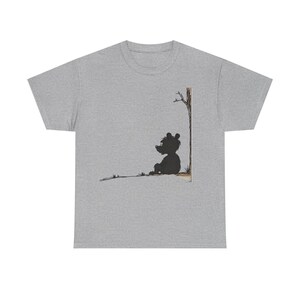 Camiseta Silhouette Bear - Camiseta gráfica de vida silvestre para amantes de la naturaleza, unisex, de algodón grueso