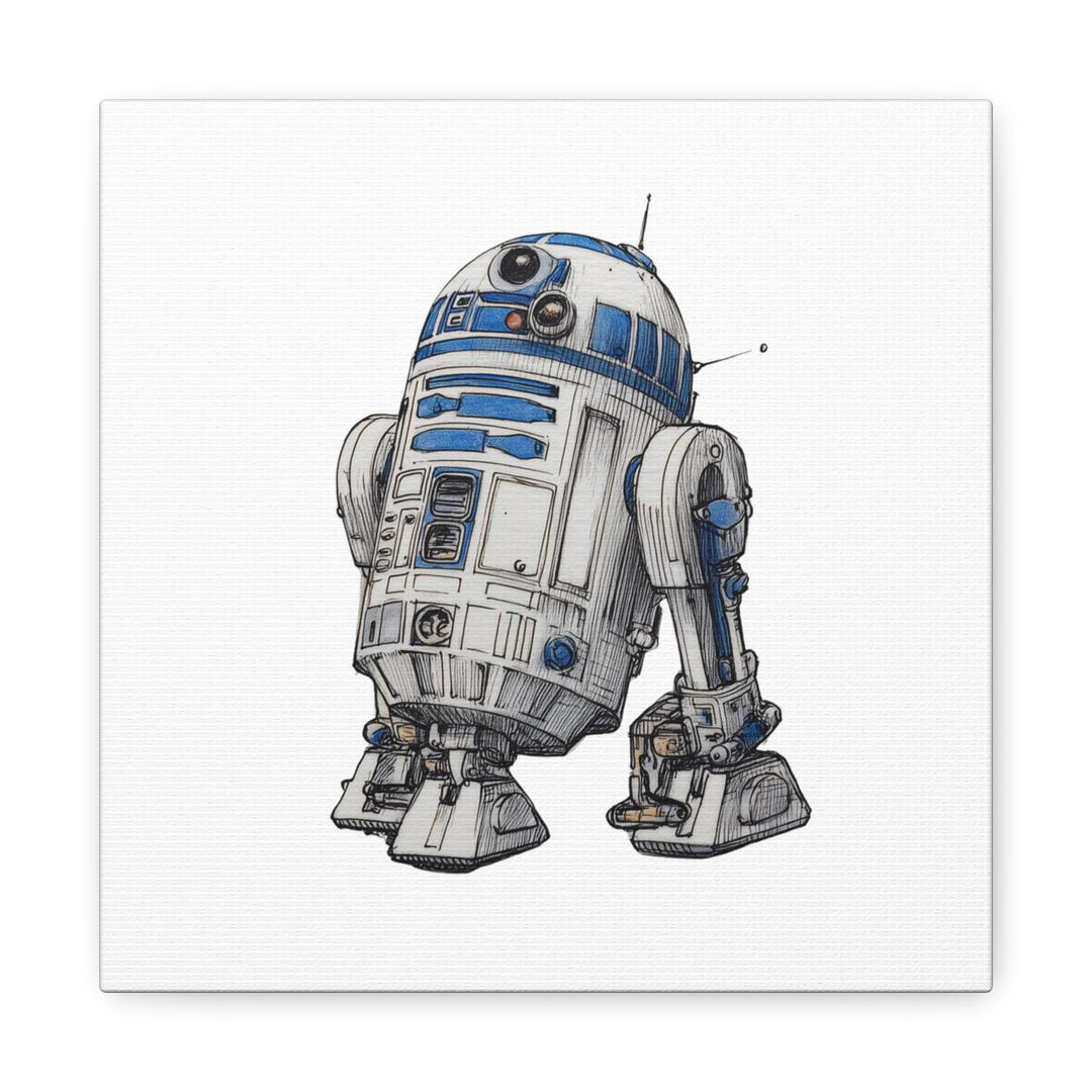 R2D2 Droid Sketch Canvas Art Sci-fi Wall Decor Star Wars Geek Room Art ...