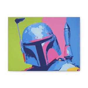 Boba Fett Canvas Print, Pop Art Star Wars Decor, Mandalorian Wall Art, Sci-Fi Home Office Decoration, Star Wars Fan Gift