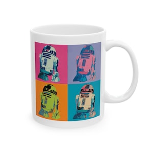 Tazza Pop Art R2-D2 Star Wars Tazza da caffè Tazza in ceramica colorata fantascientifica Regalo geek per lui o per lei Stoviglie retrò con droide