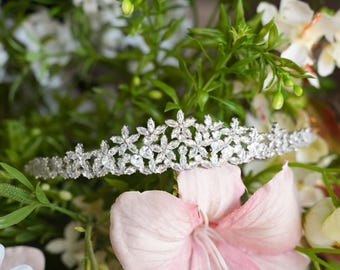 Tiara de novia con efecto diamante, tiara de novia con cristales Swarovski, tiara de novia, tiara de princesa, corona de cumpleaños, corona de boda