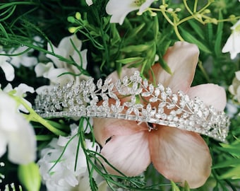 Tiara de novia con efecto diamante, tiara de novia con cristales Swarovski, tiara de novia, tiara de princesa, corona de cumpleaños, corona de boda