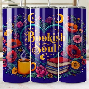 Book Lover Tumbler Wrap, Bookish Soul 20oz Tumbler Sublimation Design For Reader, Library Tumbler PNG, BookTok Design