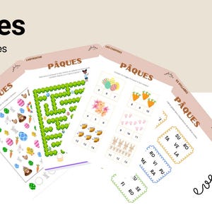 Easter activity booklet: sounds, writing, mazes, logic puzzles, and other games, Montessori style, 23 activities. A5 ebook