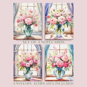 Tarjetas florales imprimibles, tarjetas de acuarela Chateaucore para mensajes conmovedores o miniarte mural, una idea de regalo única para amigos y familiares.