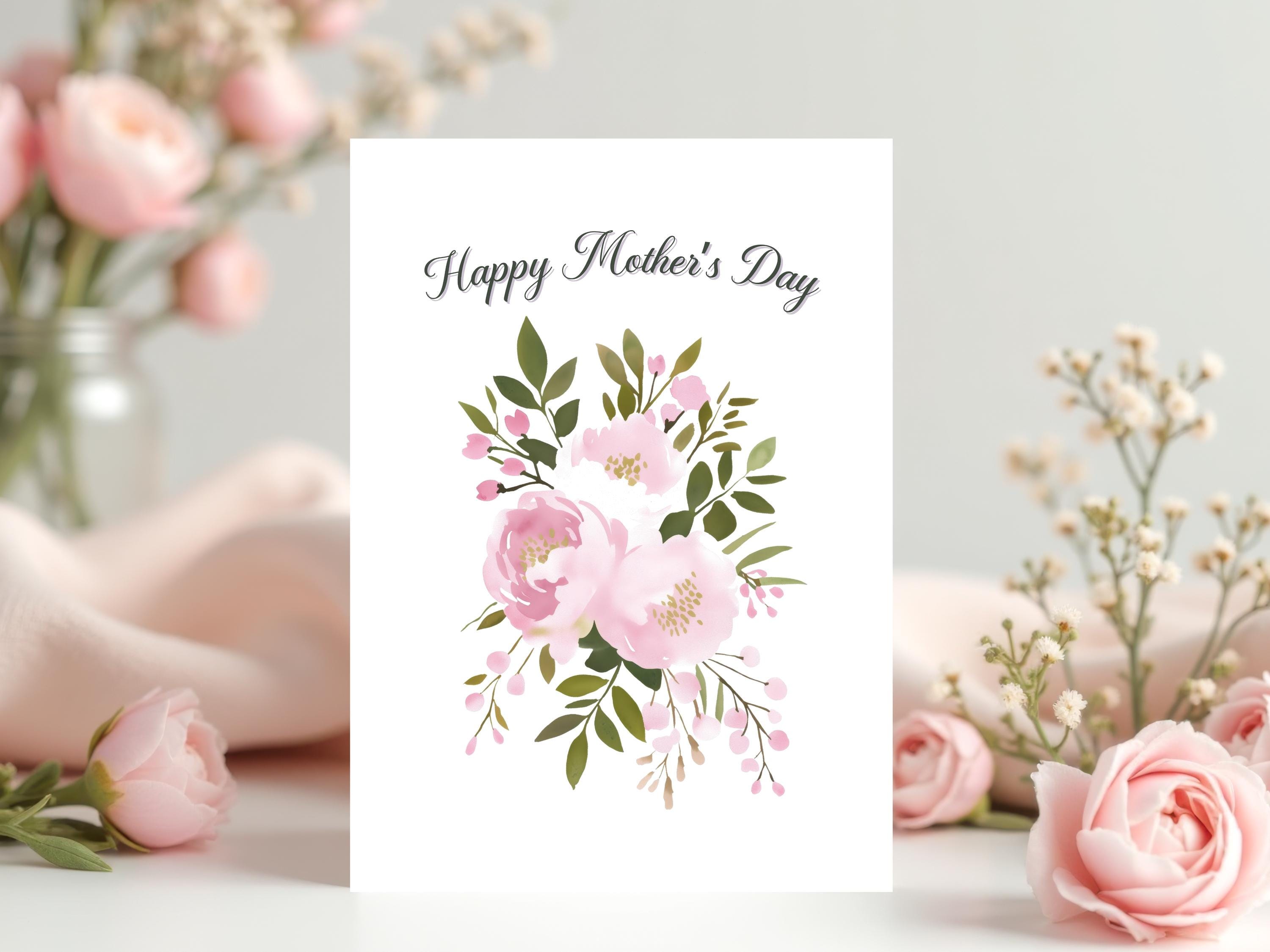 Printable Happy Mother’s Day Card: 5x7 Blank Inside Floral Card ...