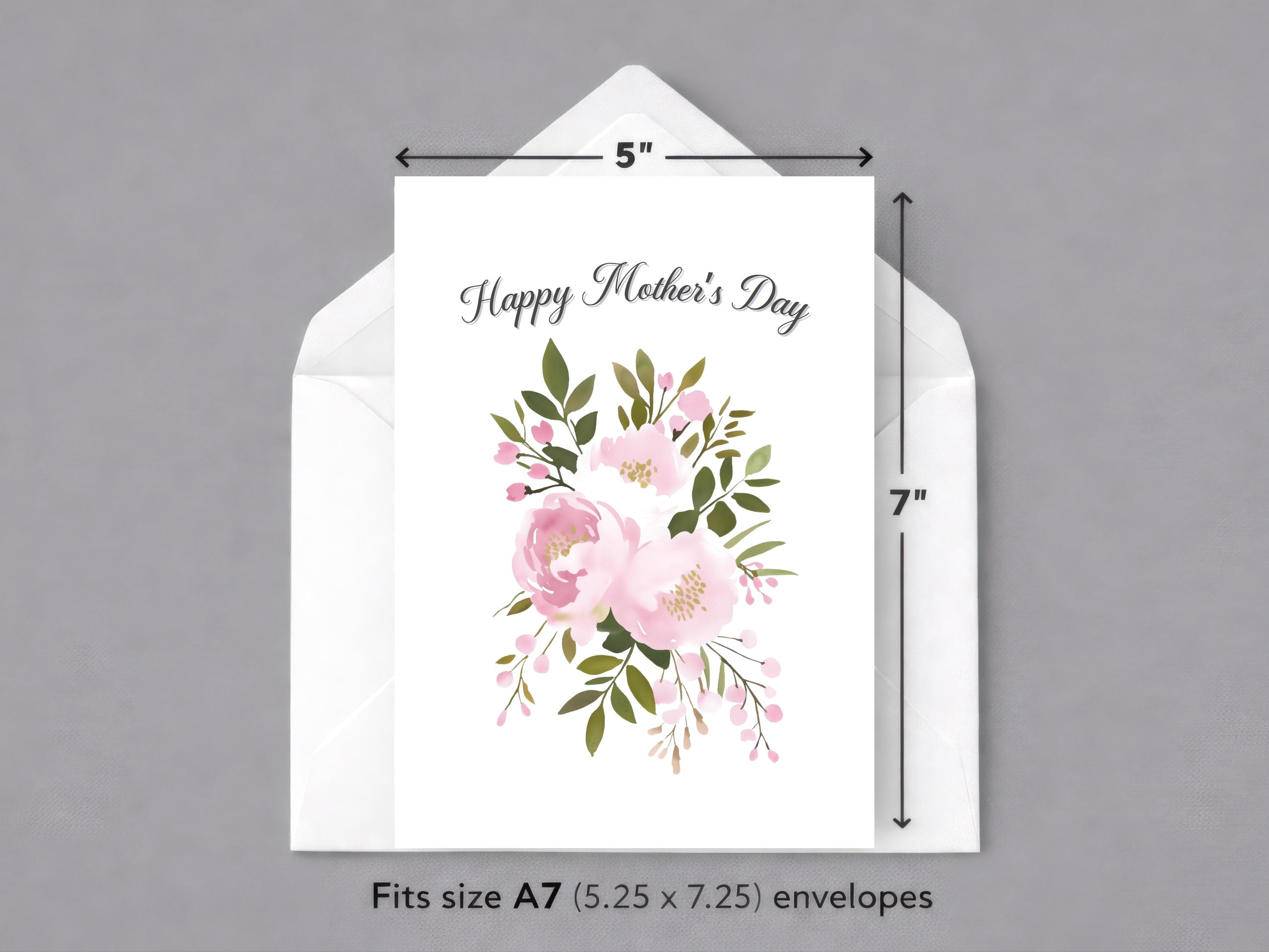 Printable Happy Mother’s Day Card: 5x7 Blank Inside Floral Card ...