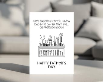 Funny Happy Father’s Day Card: Handyman Dad Fix-It Humor Printable Card & Envelopes (Digital Download)