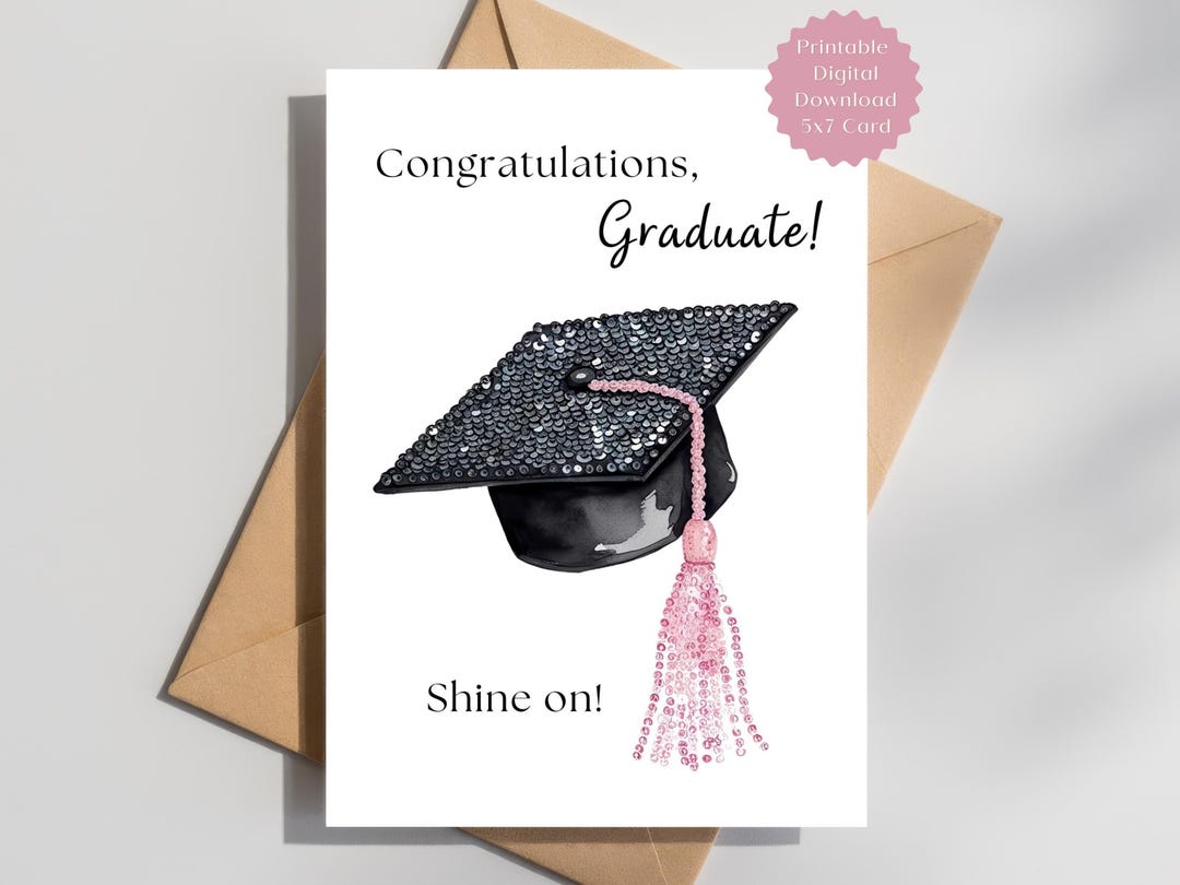 Sparkly Glam Graduation Card: Printable Congrats Grad Card With Chic ...