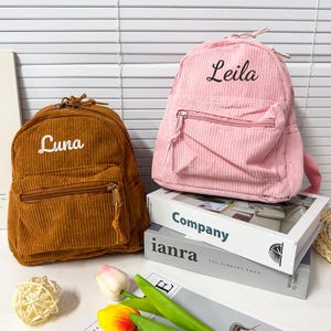 Sac à dos personnalisé pour toute petite fille, cadeau d'anniversaire personnalisé pour fille, sac à dos en velours côtelé pour petite fille avec nom, cadeau brodé Flower Girl