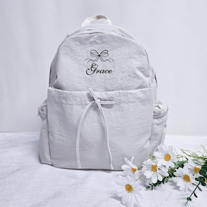 Cartable personnalisé avec motif brodé, cadeau de rentrée pour les élèves du primaire et du secondaire, sac à dos de voyage