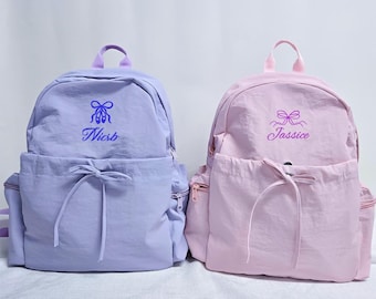 Personalisierter Ballett Rucksack für Mädchen, Gestickter Name & Schleife Kleinkind Tanzrucksack, Büchertasche für Tanzklasse, Geburtstagsgeschenk für Ballerina