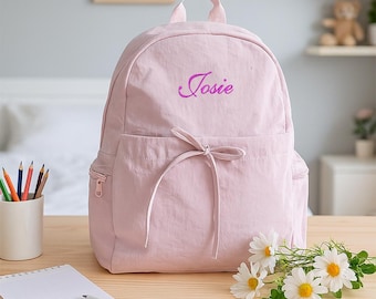 Personalisierter Ballett Rucksack für Mädchen, Gestickter Name & Schleife Kleinkind Tanzrucksack, Büchertasche für Tanzklasse, Geburtstagsgeschenk für Ballerina