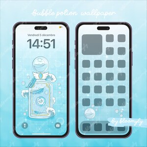 Bubble Potion Wallpaper – Kawaii Pastel Phone Background – Magical Aesthetic – Digital Download