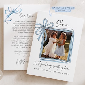 Will You Be My Something Blue | Something Blue Crew Proposal Card with Photo | Will you be my bridesmaid (Canva Template)