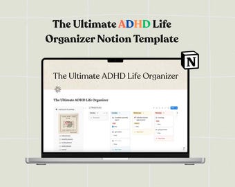 ADHD Life Planner Organizer Notion Template Persoonlijk dagboek Dagelijks Wekelijks Maandelijks Jaarlijks Planner Reflectieprompts Doelen Vision Board