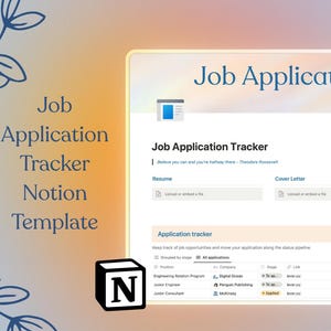 Elevate Your Job Hunt with Modern Job Hunting Application Tracker Notion Template for Students & Professionals Aesthetic Notion Templates