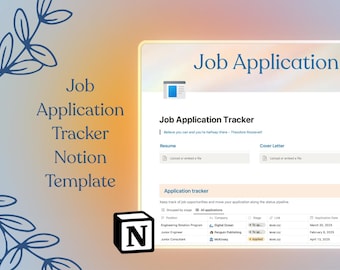 Elevate Your Job Hunt with Modern Job Hunting Application Tracker Notion Template for Students & Professionals Aesthetic Notion Templates