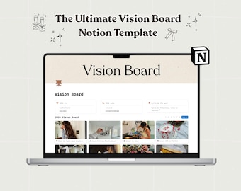 The Ultimate 2026 Vision Board Notion Template Planner New Year Goals Aesthetic Notion Plan Yearly Habit Tracker New Year Dashboard