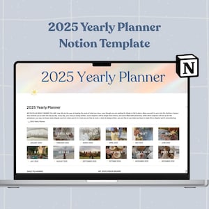 2025年 12ヶ月 年間ライフプランナー Notion テンプレート 月間 週間 日次プランナー 美的 Notion テンプレート 新年の目標設定 ビジョンボード