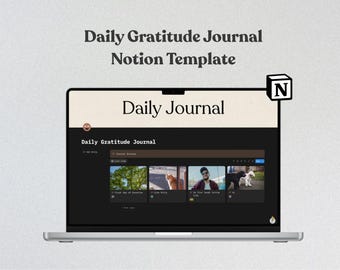 Daily Guided Bullet Gratitude Prompt Journal Notion Template Self-Care Mindfulness Digital Diary for Stress Relief and Positive Growth