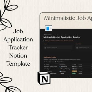 Elevate Your Job Hunt with Modern Job Hunting Application Tracker Notion Template for Students & Professionals Minimalistic Notion Templates