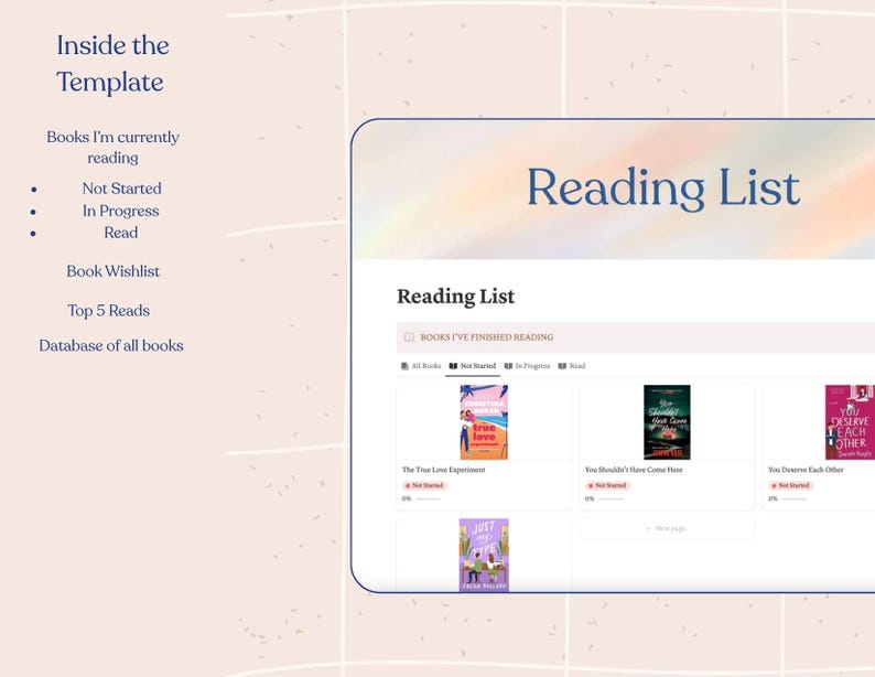 Ultimate Book Tracker Notion Template Reading Log Book Wishlist Book