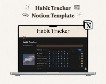 Vanespårare Notion-mall Digital planerare Konsekventa dagliga och månatliga vanor Notion Produktivitetsverktyg Present till målsättare