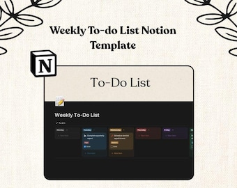 Op de afbeelding: Een screenshot van een wekelijkse takenlijst-sjabloon in Notion, een notitie-app. Het sjabloon is verdeeld in dagen van de week, waarbij elke dag een sectie heeft voor taken. Het sjabloon bevat ook een sectie voor wekelijkse taken.