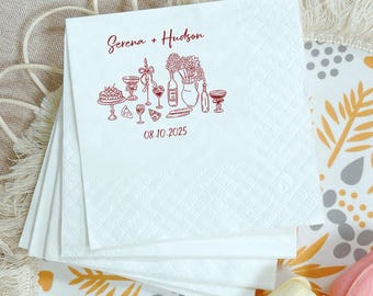 Personalized Wedding Napkins, Custom Bridal Shower, Pet Portrait