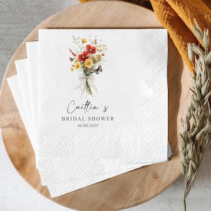 Personalized Bridal Shower Napkins, Floral Guest Towels, Custom Wedding Shower Napkins, Cocktail Napkins, Printed Napkins