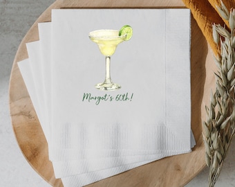 Custom Margarita Napkins, Personalized Birthday Party Supplies