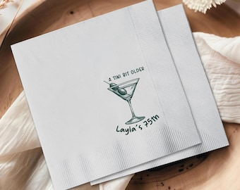 Personalized Martini Birthday Napkins, Custom Party Cocktail Napkins