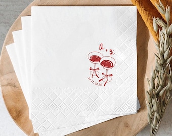 Personalized Wedding Napkins, Custom Pet Portrait, Cocktail Hour