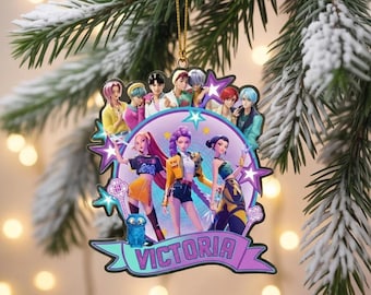 Custom Huntrix Acrylic Ornament with Name, Personalized Kpop Demon Hunter Ornament, Gift Decor for Huntrix fan, Huntrix Christmas Ornament