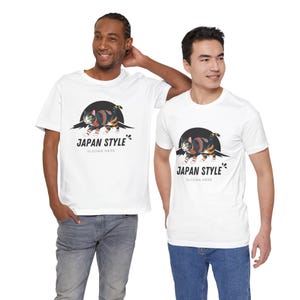 Cute Japan Style Cat Tee, Unisex Short Sleeve Shirt, Anime Inspired Apparel, Gift for Cat Lovers, Japanese Culture T-Shirt