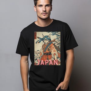 Vintage Japan Katze T-Shirt, Grafik T-Shirt, Kurzarm Shirt, Anime Liebhaber Geschenk, Einzigartige Katzen Kunst T-Shirt, Japan inspiriert Kleidung