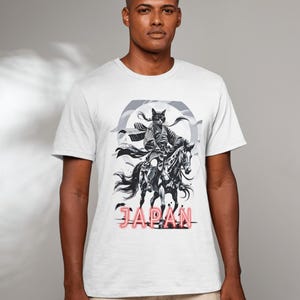 Samurai Cat Unisex Tee, Japan Graphic Tee, Anime T-Shirt, Gifts for Cat Lovers, Japanese Culture Merchandise