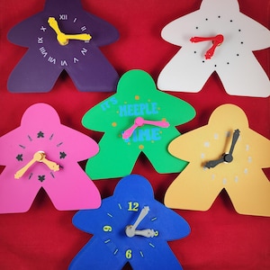 3D Standing Meeple boardgame Clock Multiple colors and faces to choose from!